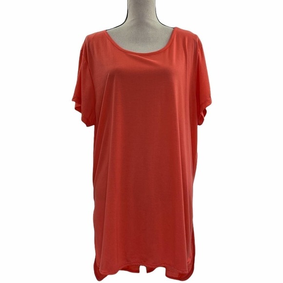 BOBBIE Brooks Red High Low Short Sleeve Blouse - Picture 1 of 11